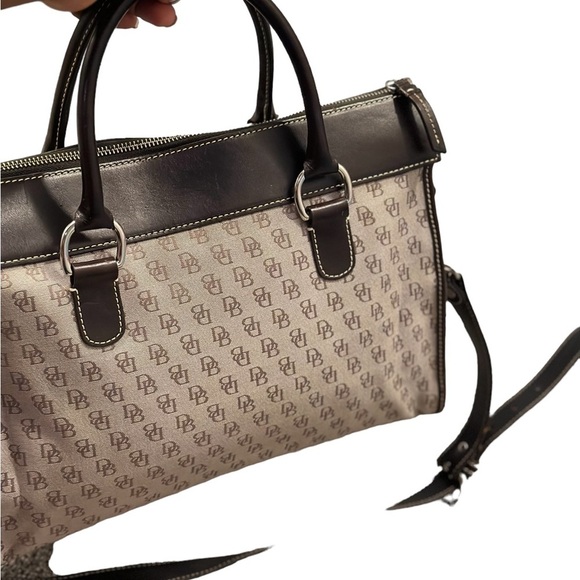 Dooney &Bourke Canvas Double Pocket Handbag with Leather Trim - Picture 14 of 15